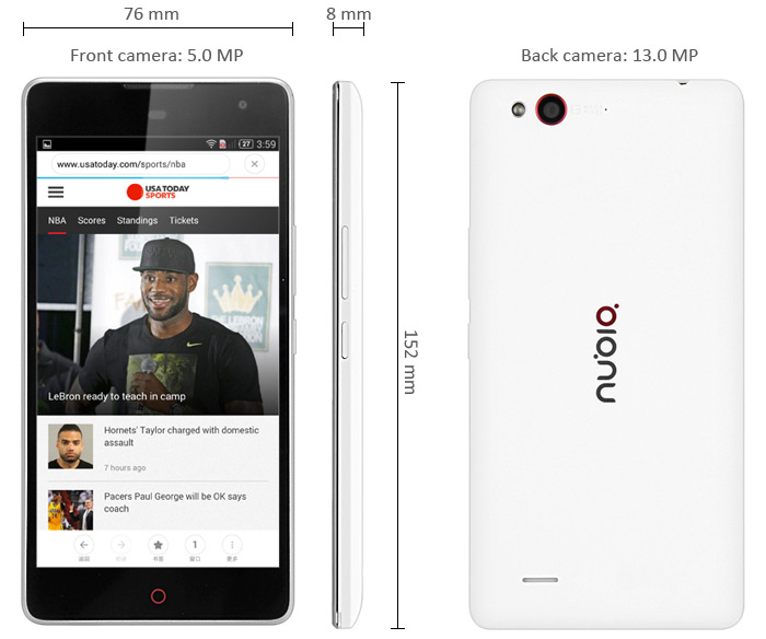 nubia z7 max dimensions