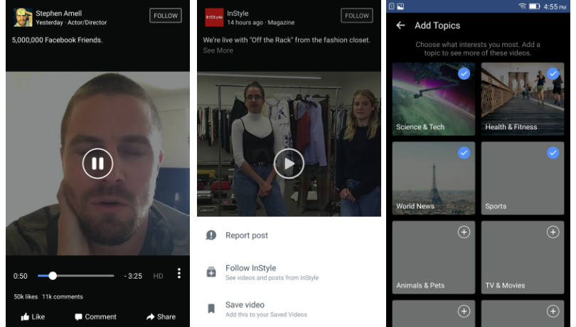 facebook para android live video tab beta