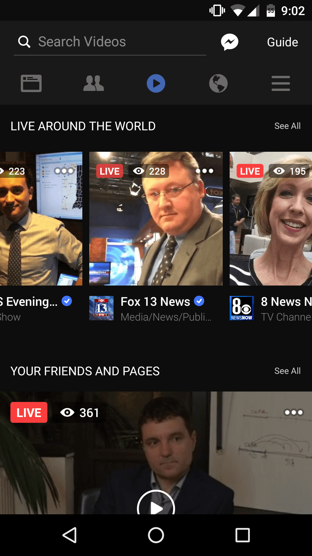 facebook para android feed de videos