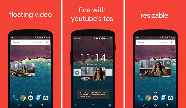 flytube youtube android video popup
