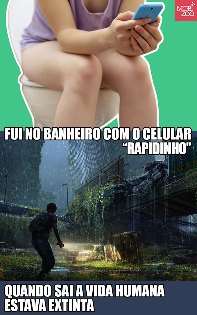 banheiro com o celular