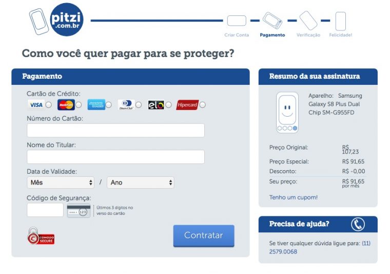 Cotação seguro para celular Pitzi - Mobizoo