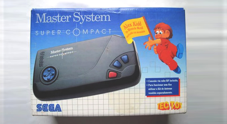 Caixa do Master System Super Compact com Alex Kidd na memória - Mobizoo