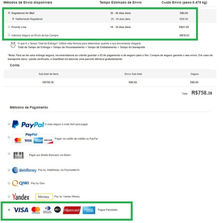 Como comprar na GearBest (em 2018): escolhendo o envio Como comprar na GearBest (em 2018): escolhendo o envio