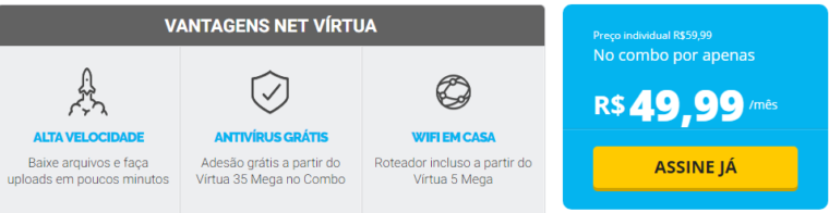 Preço individual da Internet sem telefone NET bem pequenininho Preço individual da Internet sem telefone NET bem pequenininho