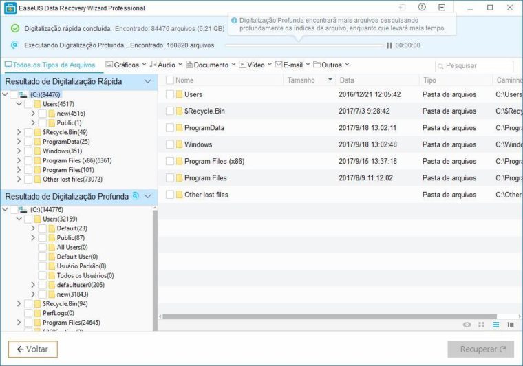 Verificação de arquivos deletados com EaseUS - Mobizoo