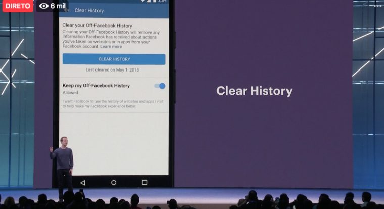 F8 2018: limpeza do histórico de navegação no Facebook