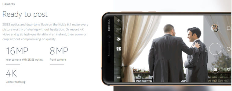 Nokia 6: Câmeras