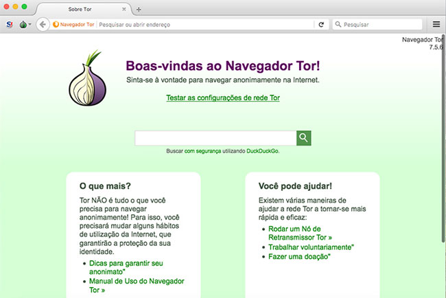 Como entrar na deep web pelo Tor - Tela de boas-vindas