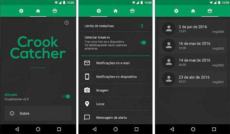 Rastreadores de celular para Android: Crook Catcher