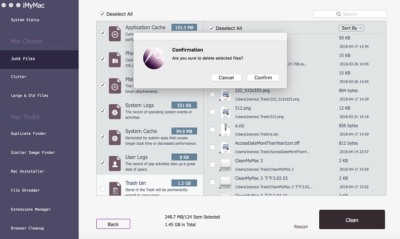 Como fazer limpeza de arquivos no mac com o iMyMac - Passo 3