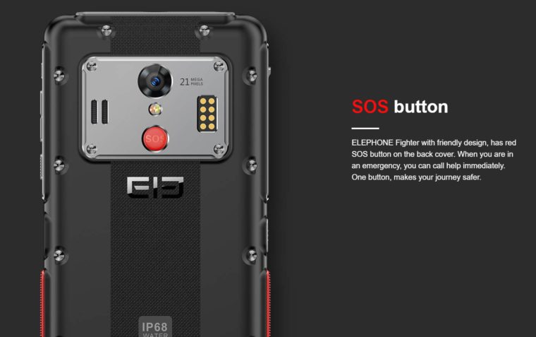 Elephone Soldier: Destaques, botão SOS