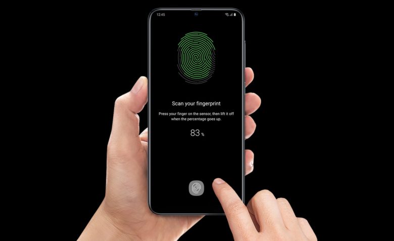 Galaxy A70 biometria na tela