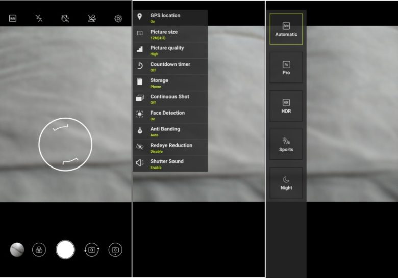 Zenfone Max Pro (M2) interface da câmera 