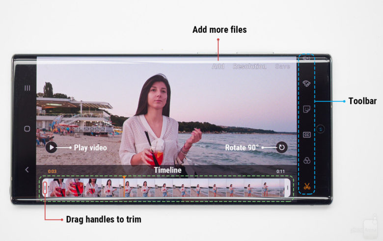 Galaxy Note 10 - edição de vídeo