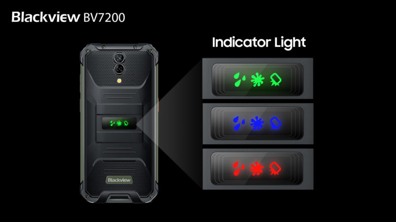 Blackview BV7200 - LEDs indicadores na traseira