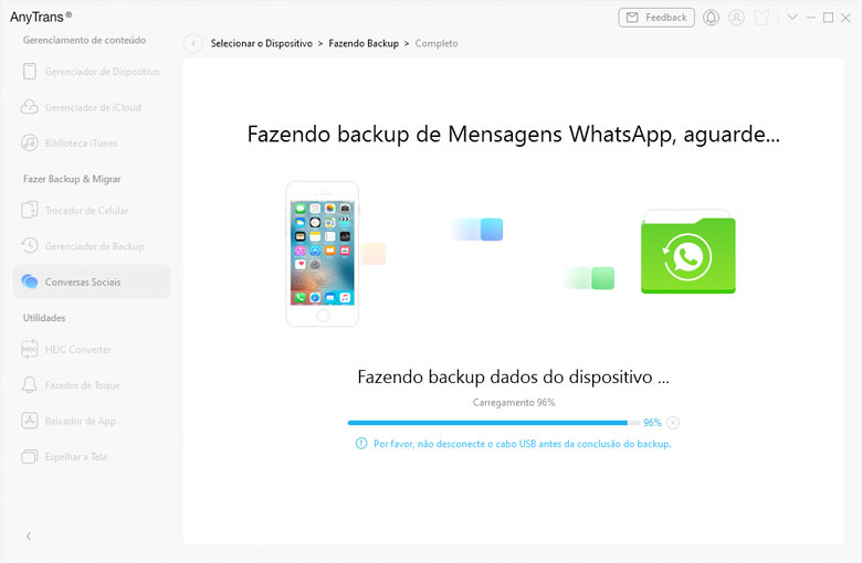 Como fazer backup do WhatsApp do iPhone no PC - Passo 3