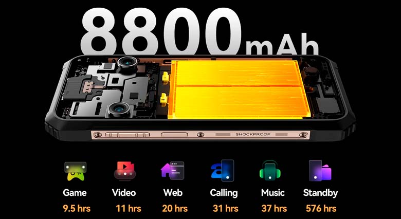 Imagem das especificações de bateria do Blackview BL9000