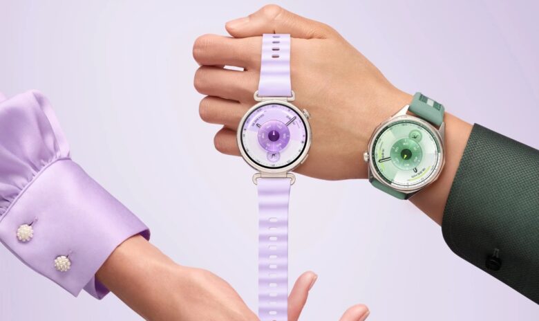imagem mostrando um pulso masculino e um pulso feminino segurando os HUAWEI WATCH GT 6
