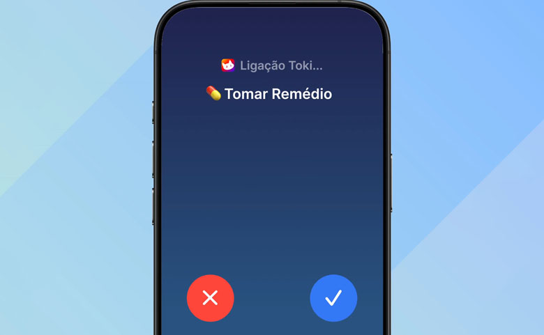 Imagem mostrando a função de aviso por chamada telefônica do Toki Imagem mostrando a função de aviso por chamada telefônica do Toki