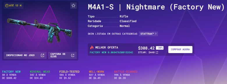 Imagem mostrando skin para compra no marketplace