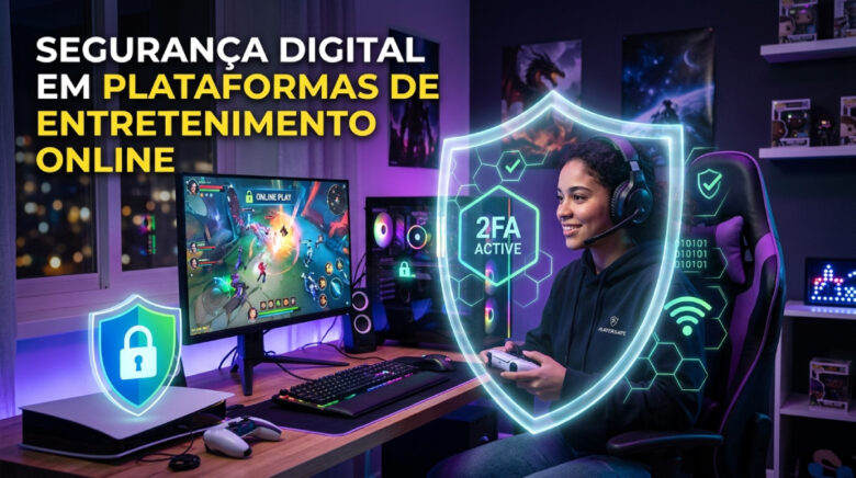 Segurança digital e proteção de conta nas plataformas de entretenimento online Imagem de capa do artigo mostrando uma mulher jogando jogos online no computador